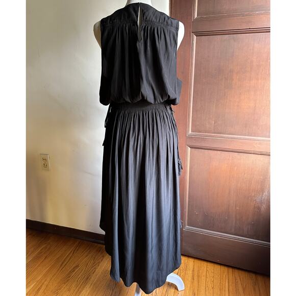 RAMY BROOK | Black Hailey Dress Curved Hem Midi Cocktail Dress | Size Large - Picture 3 of 10